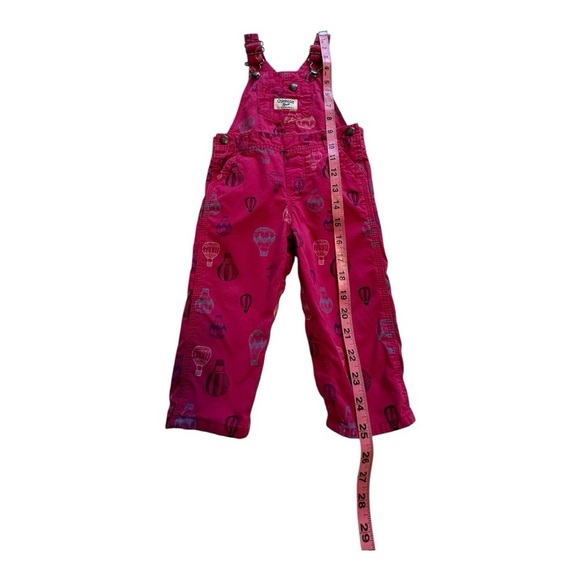 OshKosh B'gosh Hot Air Balloon Print Pink Girls Bib Overalls - Size 12 Months - Picture 7 of 9
